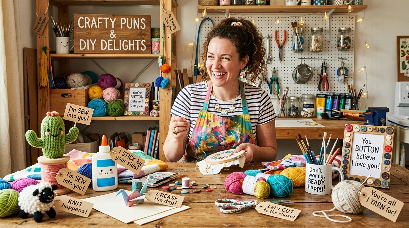 Create a Funny image Crafty Puns