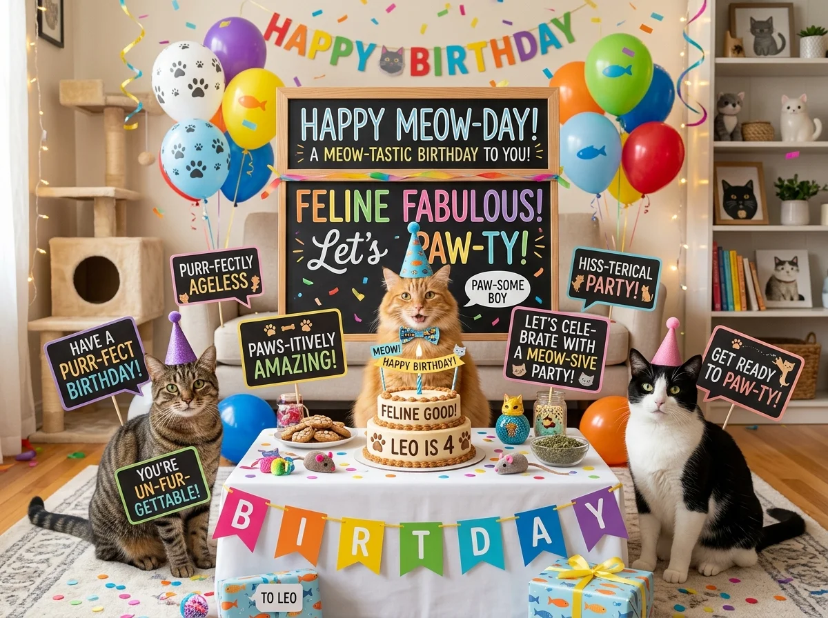 Birthday Card Cat Puns